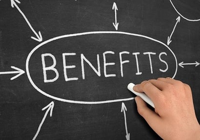 benefits written on chalk board