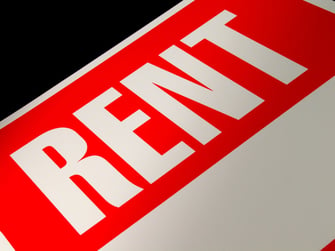 close up of a rent sign