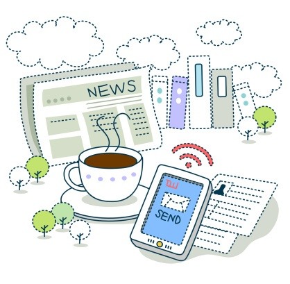 newsletter_with_tea_and_mobile_phone