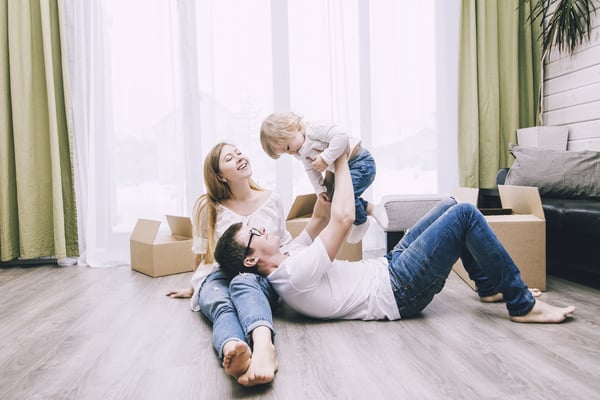 young family together in new home